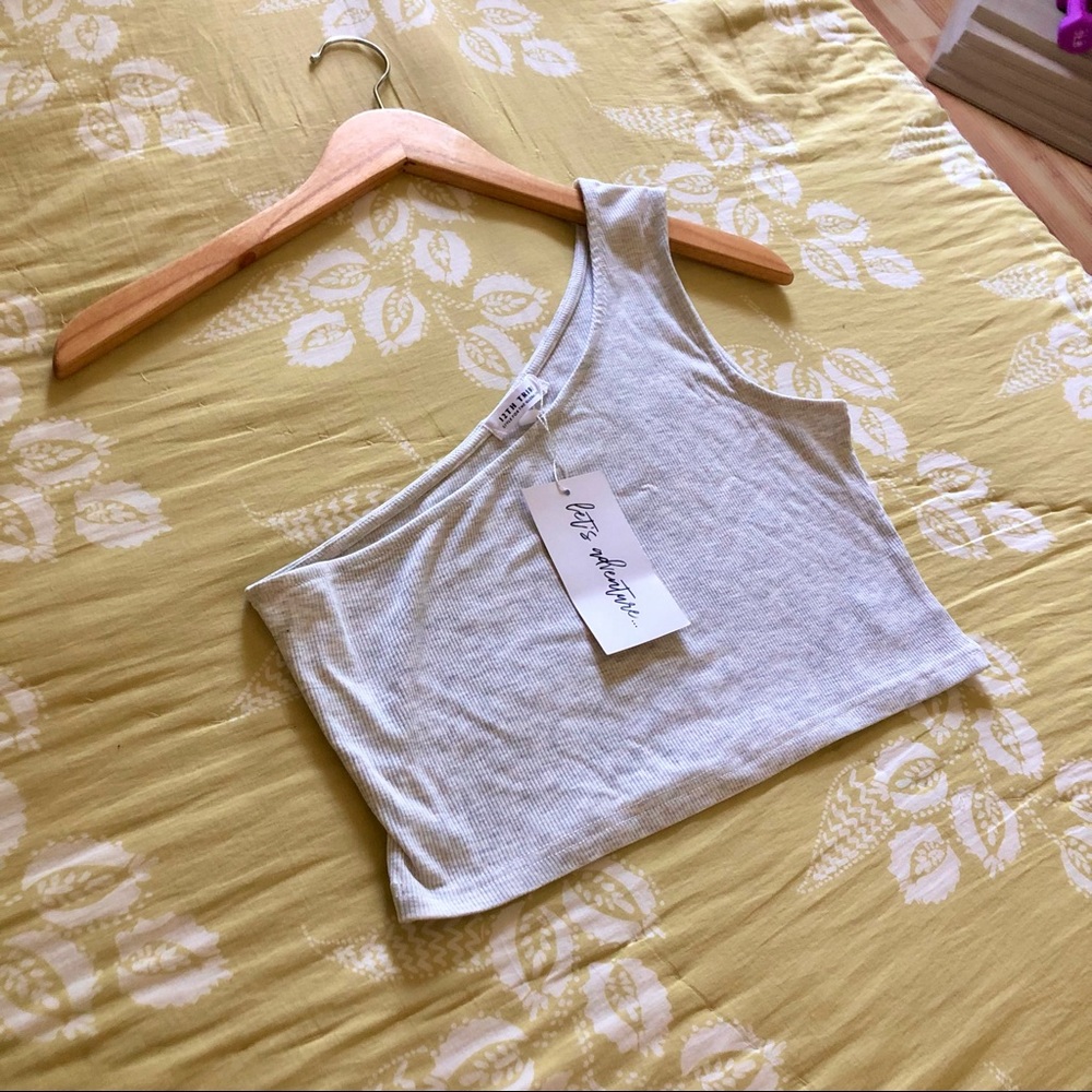12th Tribe Grey One Shoulder Crop